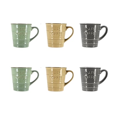 Lot de 6 mugs 37cl en grès, COFFEE TIME NOVASTYL