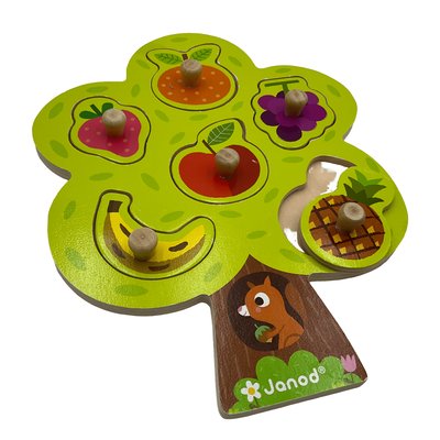 Puzzle en bois encastrable - Arbre à fruits - Bon état JANOD