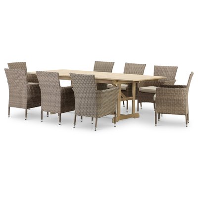 Salon de jardin, 8 chaises, JAVA L. & BOLONIA DEFORA HOME