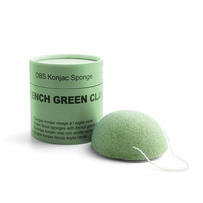 Boite Duo Konjac  éponge visage ronde à l'argile verte DERMOTECHNIC