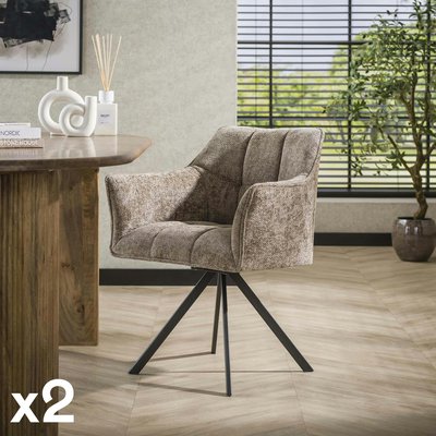 Chaise pivotante de salle à manger en velours texturé beige nacré (lot de 2) MELBOURNE PIER IMPORT