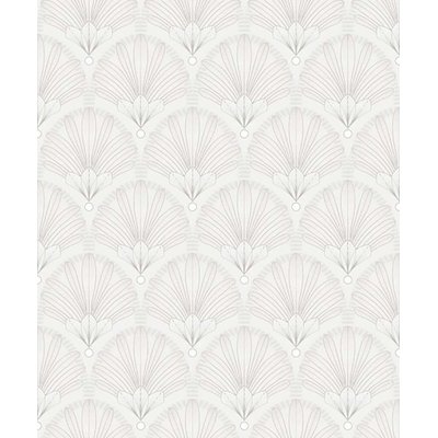 Papier peint éventails Art Nouveau blanc nacré HEXOA