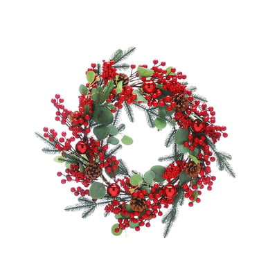 50cm Heritage Noel Eucalyptus & Red Berry Wreath SO'HOME