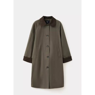 Trench long en coton avec col en velours côtelé MANGO TEEN