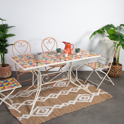 Table de jardin carreaux de ciment multicolores 140 cm GRENADE PIER IMPORT