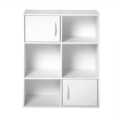 Etagère de rangement 6 cases 2 portes CALICOSY