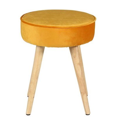 Tabouret velours  pieds bois naturel Popy ZAGO