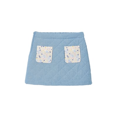 Jupe en denim matelassé poches imprimées fleurs VERTBAUDET
