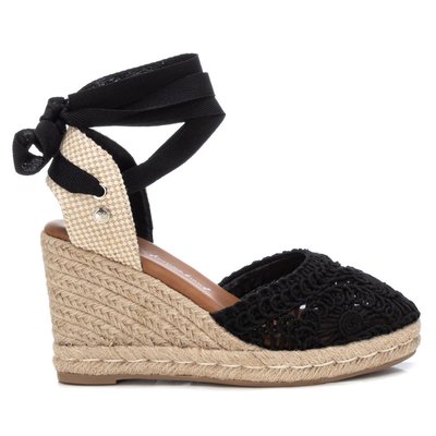 Espadrilles compensees noires a lacets La Redoute