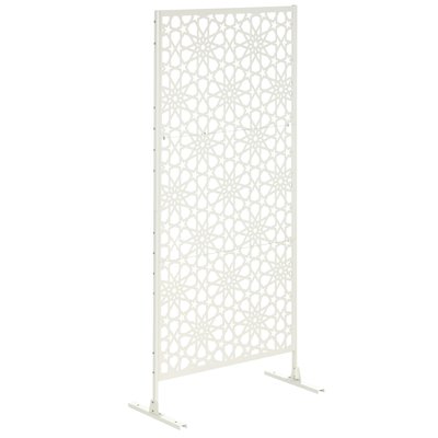 Panneau décoratif extérieur métal - brise vue motif étoiles - acier blanc OUTSUNNY