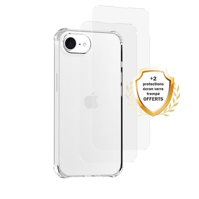 Coque iPhone 16e / 17e antichoc + 2 vitres EVETANE