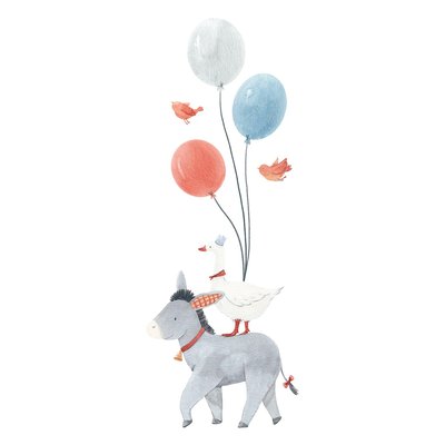 Grand sticker l'âne et ballons GENTLE FRIENDS LILIPINSO