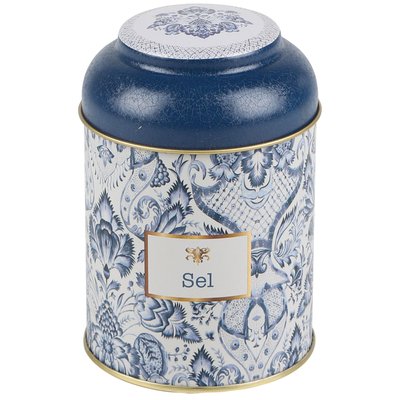 Boîte à sel en métal bleu, blanc et doré WADIGA