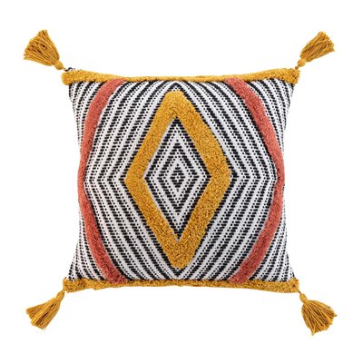 Coussin coton pompons Teranga DOUCEUR D'INTÉRIEUR