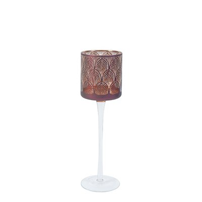 Porte-bougie décoratif à pied en verre H25 SIA DECO
