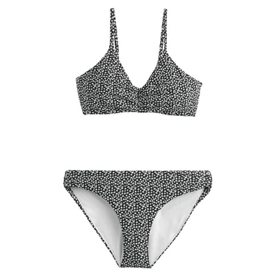 Maillot De Bain 2 Pièces Fille 7-12 Ans - Crop Top Et Short Fluide à Fleurs Brodées, Rash Guard Léger