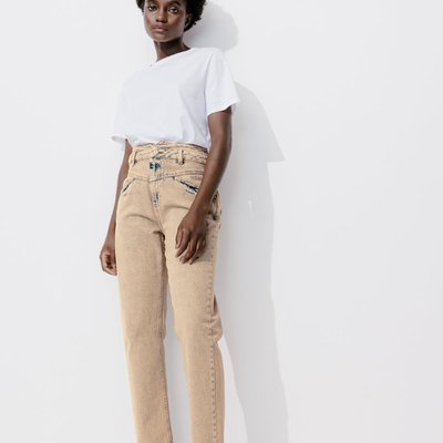 Jean bordeau taille haute top