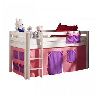 Lit sureleve en avec sommier + Rideau de lit Bella VIPACK