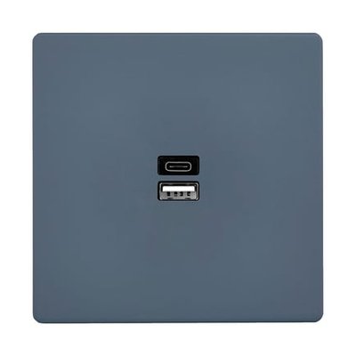 Prise De Chargeur Double Port Usb A+c - Collection M - Bleu Gris MODELEC