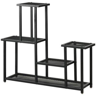 Support plantes 4 niv. 5 étagères petites mailles métal noir OUTSUNNY