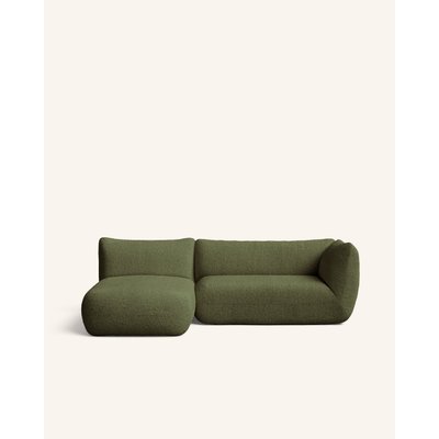 Canapé vert bouclé avec chaise longue gauche 230x148 cm - ARNAU HANNUN