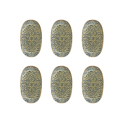 Lot de 6 assiettes ovales 19cm en porcelaine, CALYPSO OGO LIVING