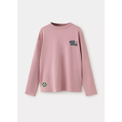 T-shirt en coton avec motif ski et message imprimés MANGO KIDS
