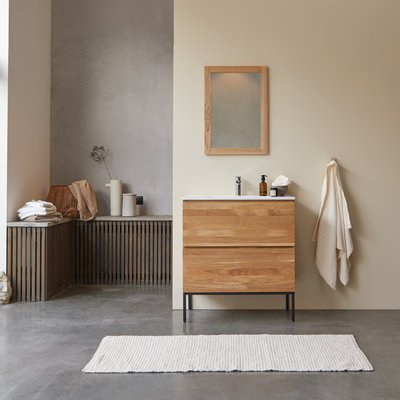 Meuble salle de bain en chêne massif et céramique 80 cm NOVA TIKAMOON