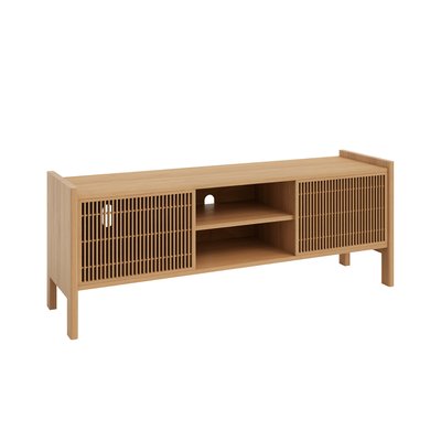 Meuble TV pour vinyle en pin verni couleur chêne TARIDA NAAN FURNITURE