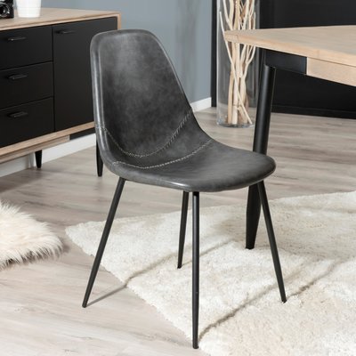 Chaise noire à couture apparente (lot de 2) TIM PIER IMPORT