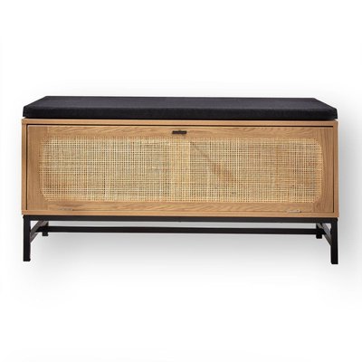 Banc avec Rangement Chaussures et Façade en Rotin L100 cm - JAYA CALICOSY