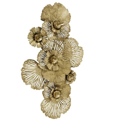 Décoration murale en métal doré fleurs 115x63x10cm WADIGA