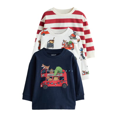T-shirt manches longues/appliqué, lot de 3 NEXT