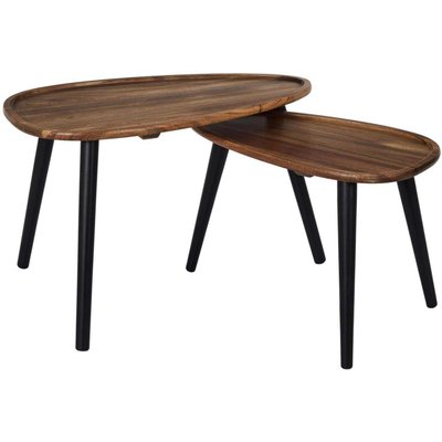 Table gigogne galet en acacia (Lot de 2) CMP