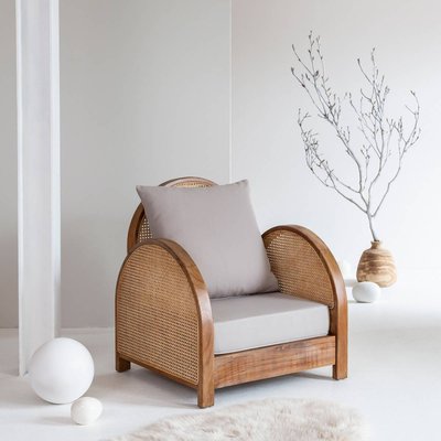 Fauteuil en teck avec coussins gris  SOLINE MADE IN MEUBLES 
