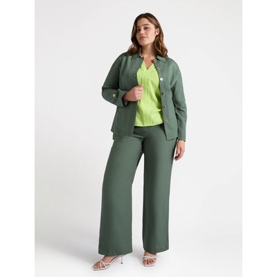 Pantalon à jambe large en lin mélangé avec poches américaines et jambe droite FIORELLA RUBINO
