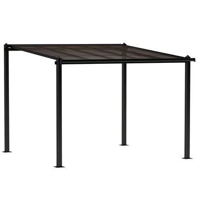 Pergola adossée en aluminium 3 x 3 m polycarbonate fumé OUTSUNNY