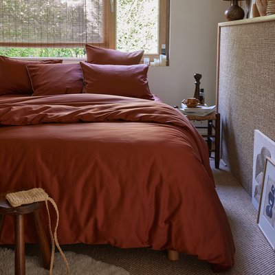 Housse de couette unie en satin de coton, Made in France, UNIS INDIEN A DEMAIN