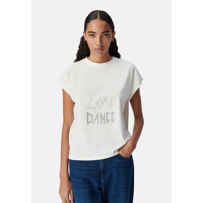 Tee-shirt col rond message contours pailletés IKKS