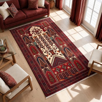Tapis d'orient oriental, noué main en laine, BALUTSCH 1 UN AMOUR DE TAPIS