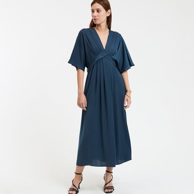 Robe longue évasée, col V, manches aux coudes LA REDOUTE COLLECTIONS