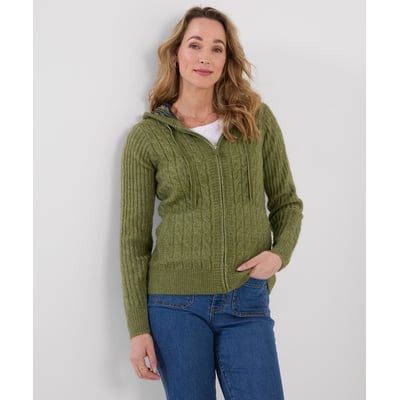 Cardigan Zippé à Capuche en Maille Torsadée Douillet JOE BROWNS
