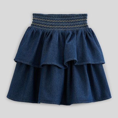 Jupe à smocks en coton MONOPRIX