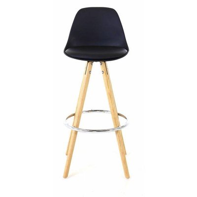 Chaise plan de travail à coque noire et pieds bois Popsy ZAGO