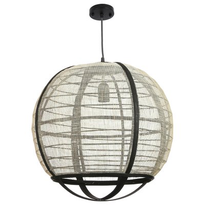 Lampe suspension boule en toile et rotin 45 cm PIER IMPORT