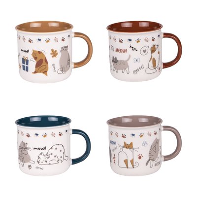 Coffret de 4 mugs   35 cl-CHAT TABLE PASSION