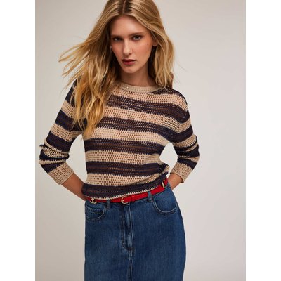 Maglia traforata a righe in filato misto viscosa con micro paillettes MOTIVI