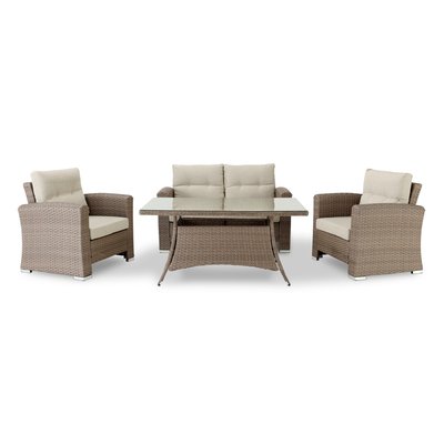 Salon de jardin 4 places, rotin, BOLONIA DEFORA HOME