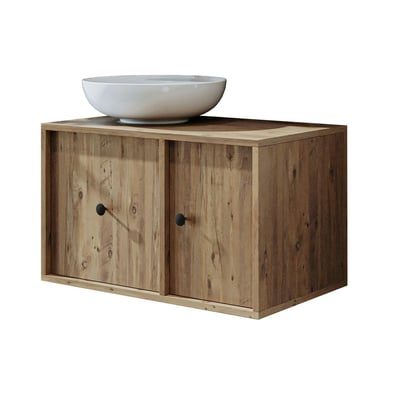 Meuble suspendu 1 tiroir 1 porte + vasque ronde EBE PIER IMPORT
