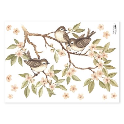 Stickers branche fleurie et oiseaux FOREST LILIPINSO